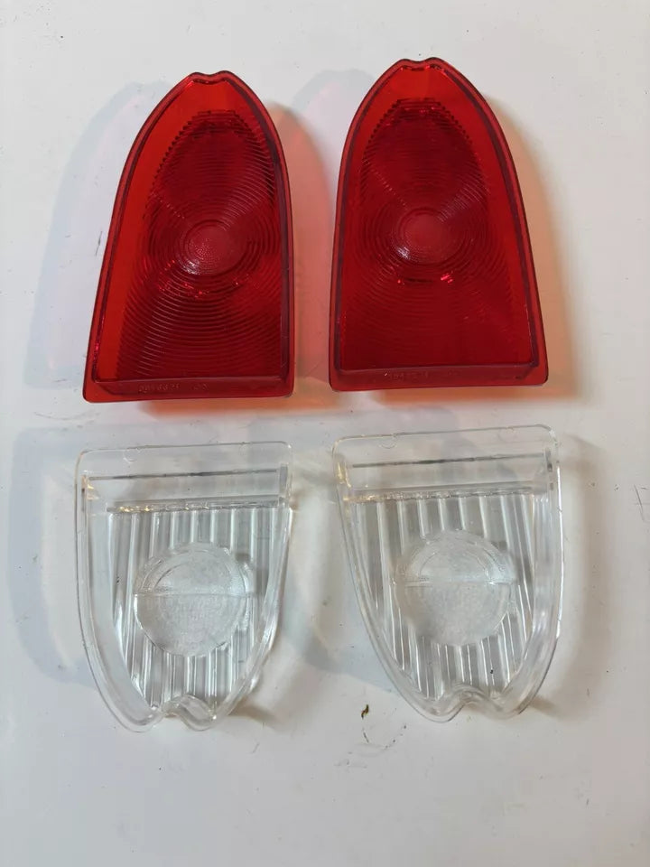 NEW Tail Light B/U Guide Lenses PAIR 1955 - 1958 CHEVY CAMEO GMC Suburban TRUCK