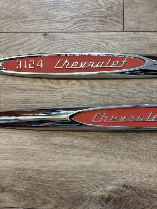 NEW Fender Emblems Pair CHEVROLET 3124 1957 Chevy Cameo Pickup USA Made My Tooling