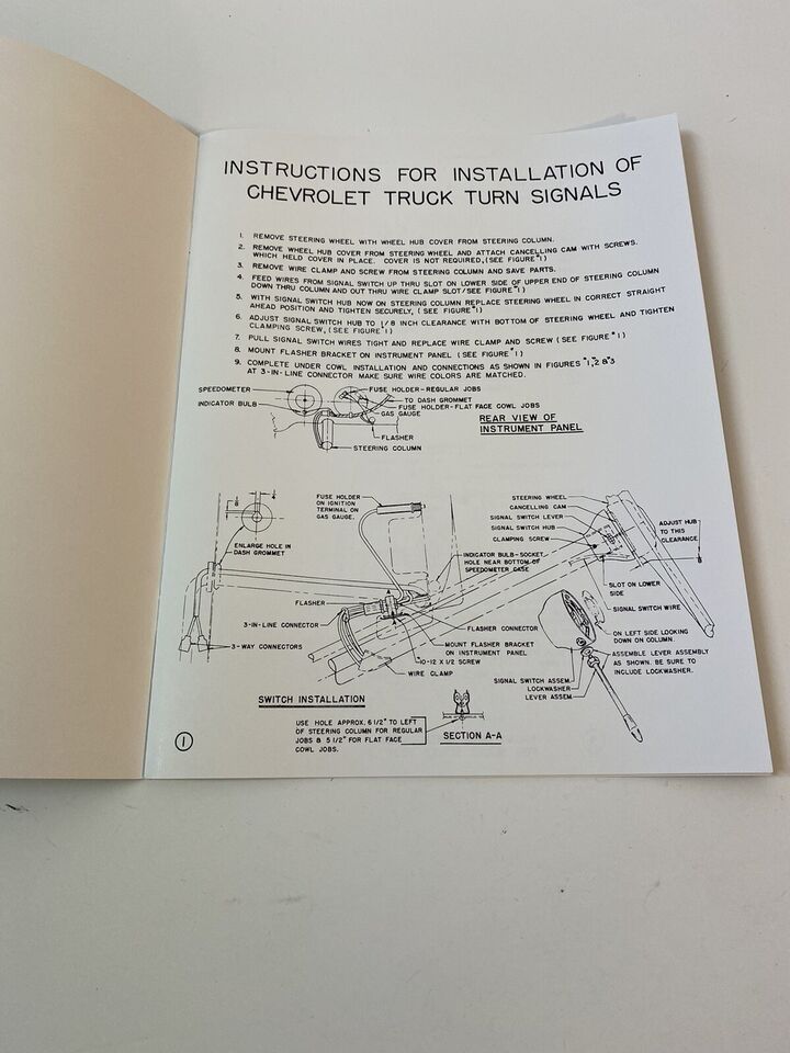 1954 1955 Chevrolet All Truck Turn Signal Information Installation Brochure