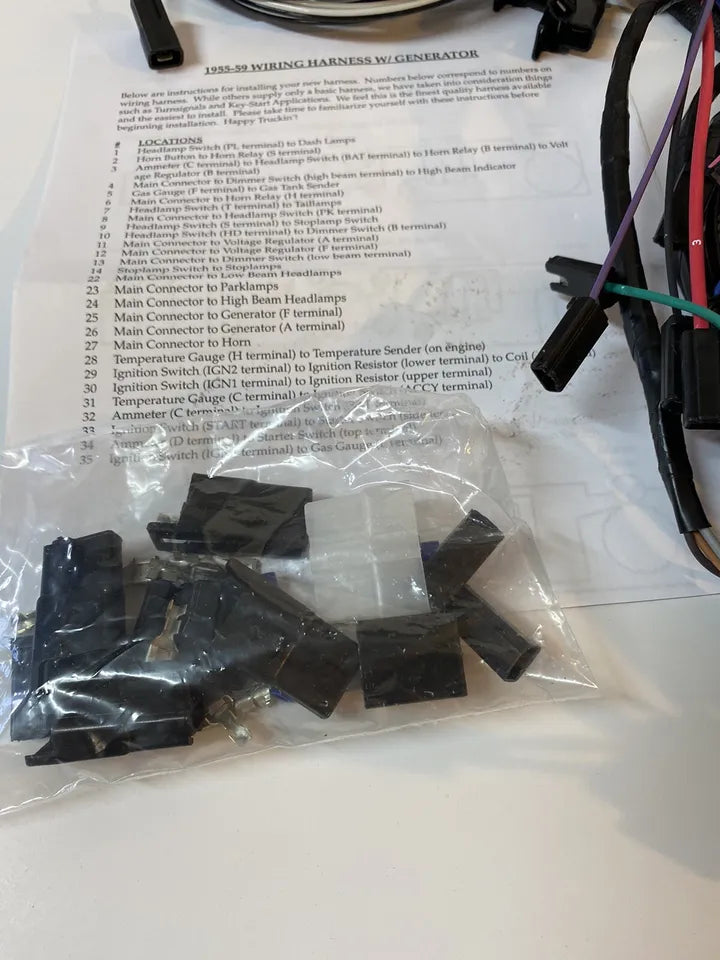 1958 1959 Chevy Truck All Models USA Made Correct Wiring Harness Kit Alternator