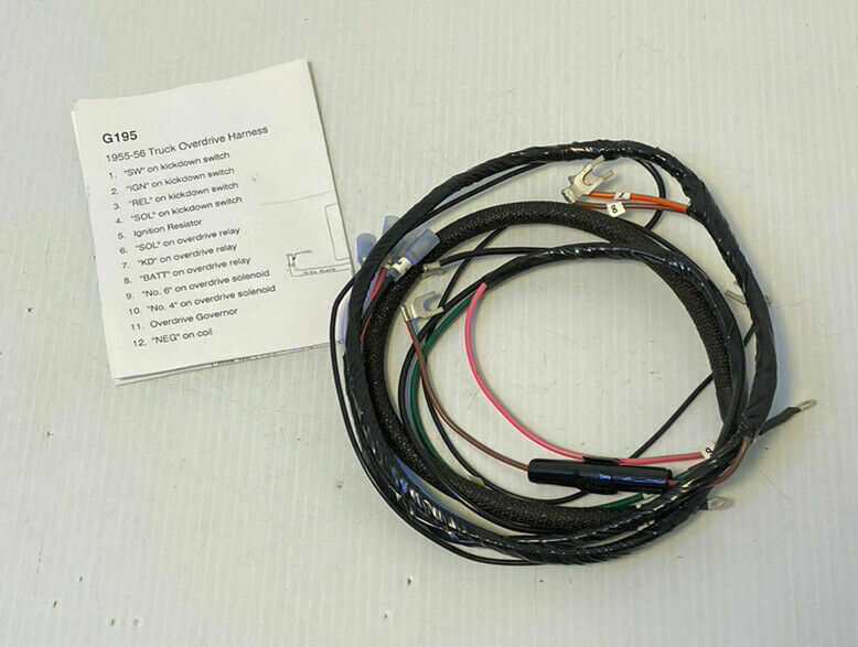 Wiring Harnesses: 1955 1956 CHEVY TRUCK OVERDRIVE WIRE HARNESS 8 cyl Made In USA With Instruction
