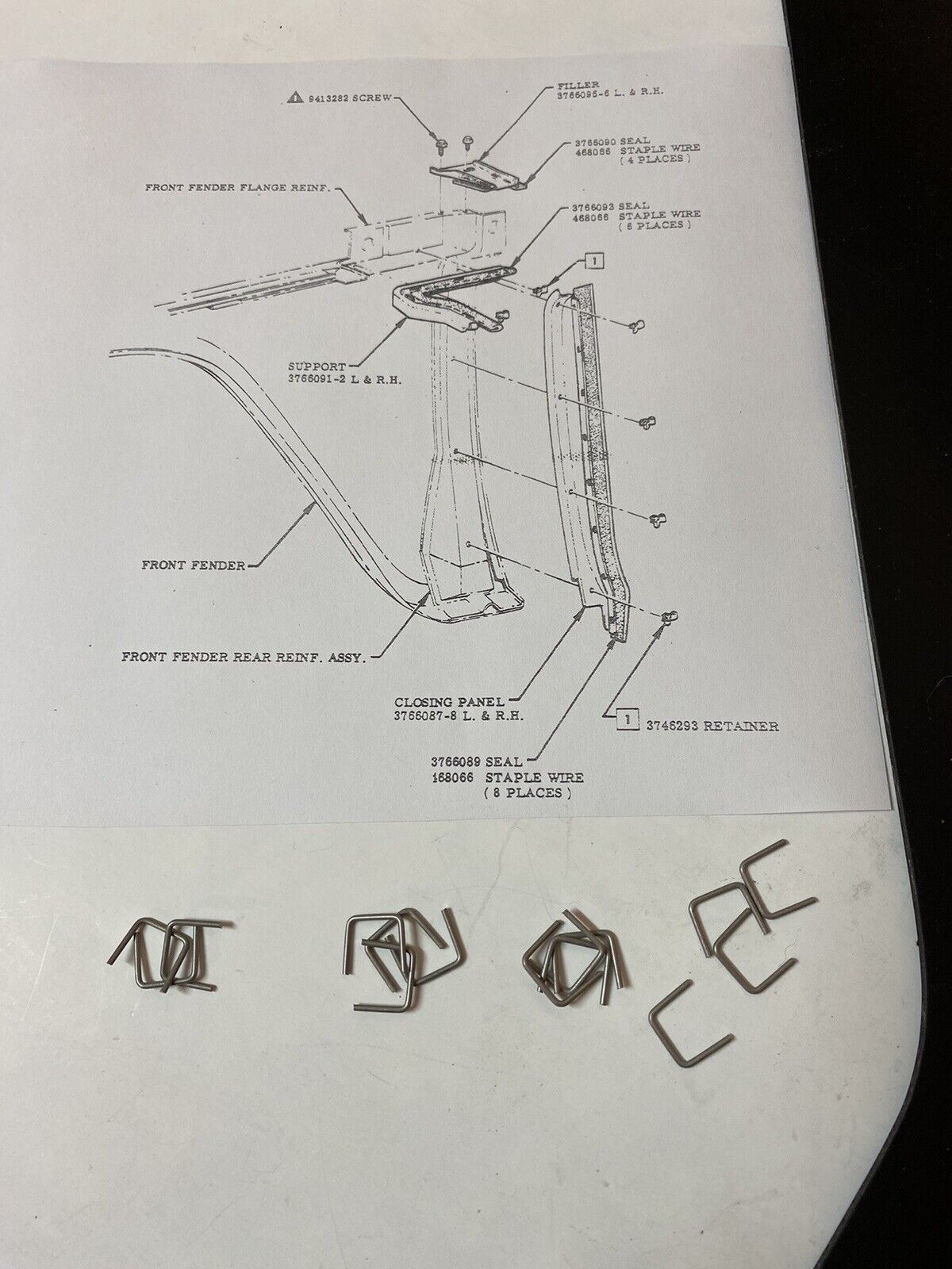 Front Fender Cowl Seals 2Pc 16 Staples for 1960-1966 Chevy GMC Truck NEW OEM USA