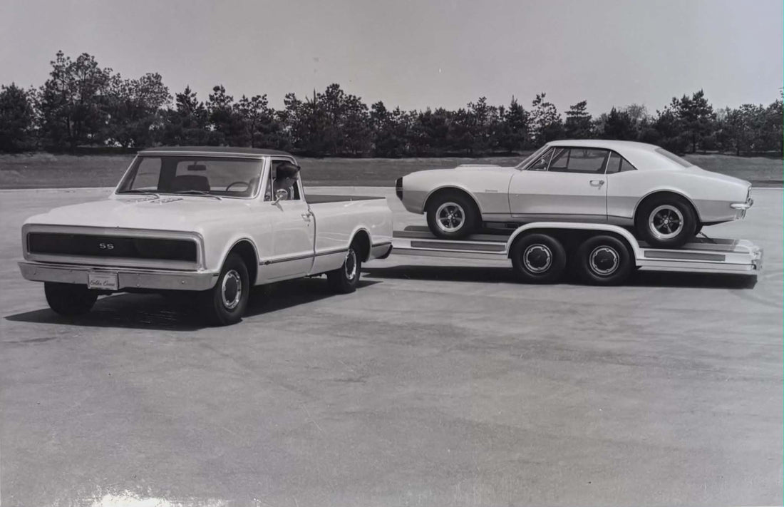 The Golden Cameo pick up truck and Golden Camaro