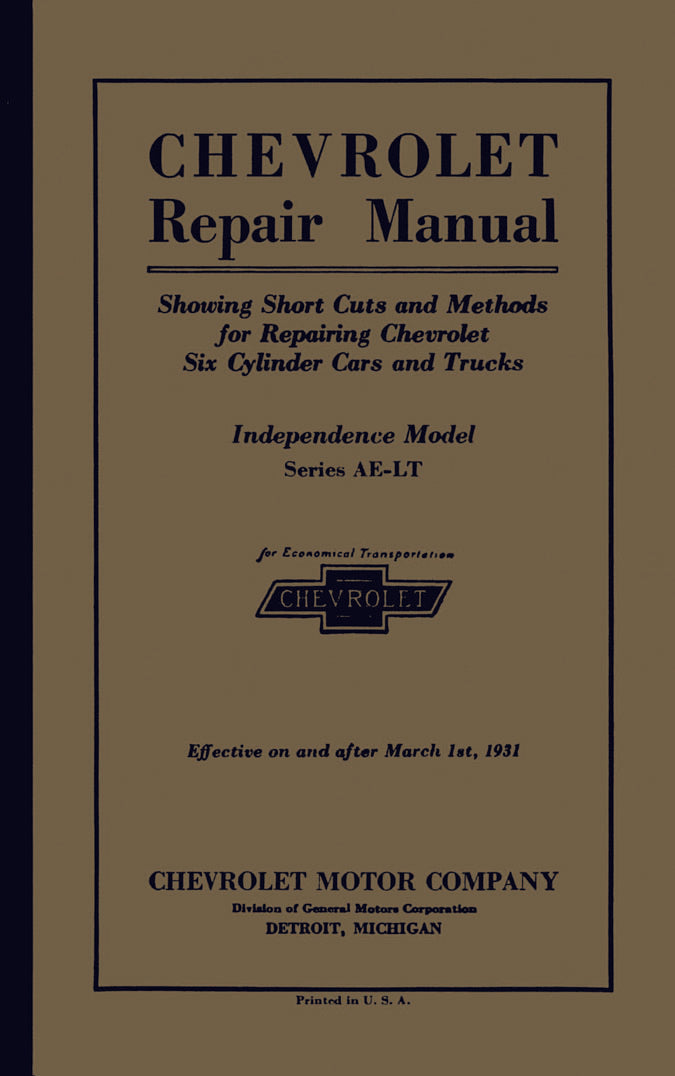 Licensed 1929 -1933 Chevrolet Repair Manual Set Brakes Engine Electrical