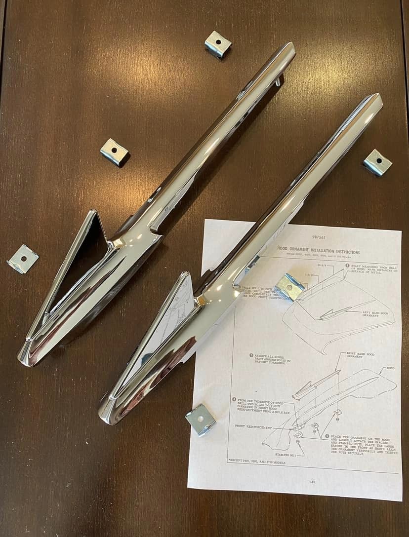 1957 Chevrolet Truck Accessory Show Chrome Hood Rockets