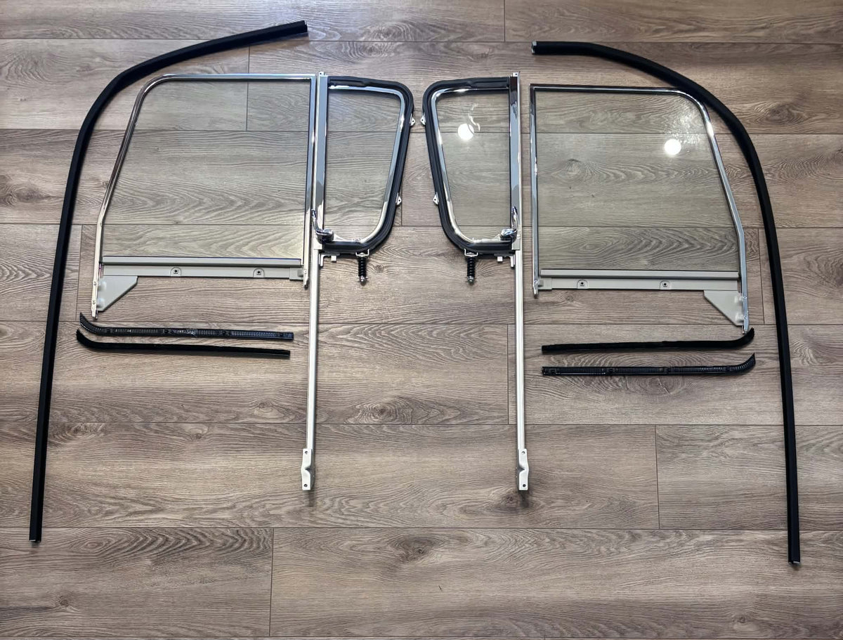 1955 - 1959 Chevy GMC Trucks Complete Clear Glass, Chrome framed Window Kit