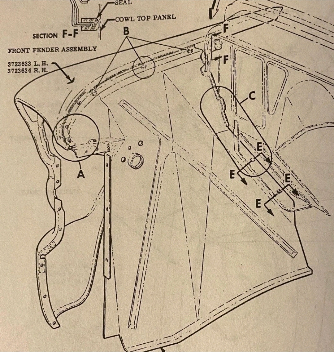 1955 - 1959 Chevy GMC Truck Inner Fender Front Sponge Seal 10pc Kit