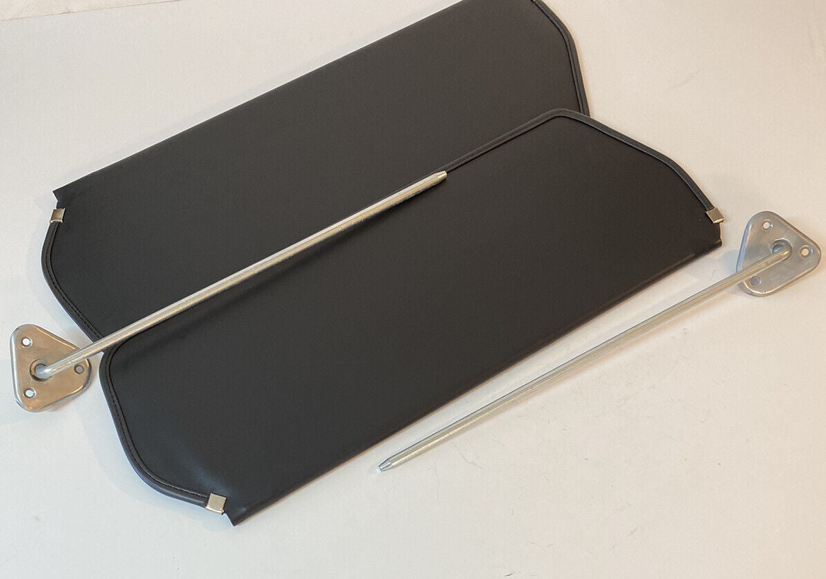 1973-1987 Chevy GMC Full Size Truck Inside Sun Visors Black Vinyl With Brackets