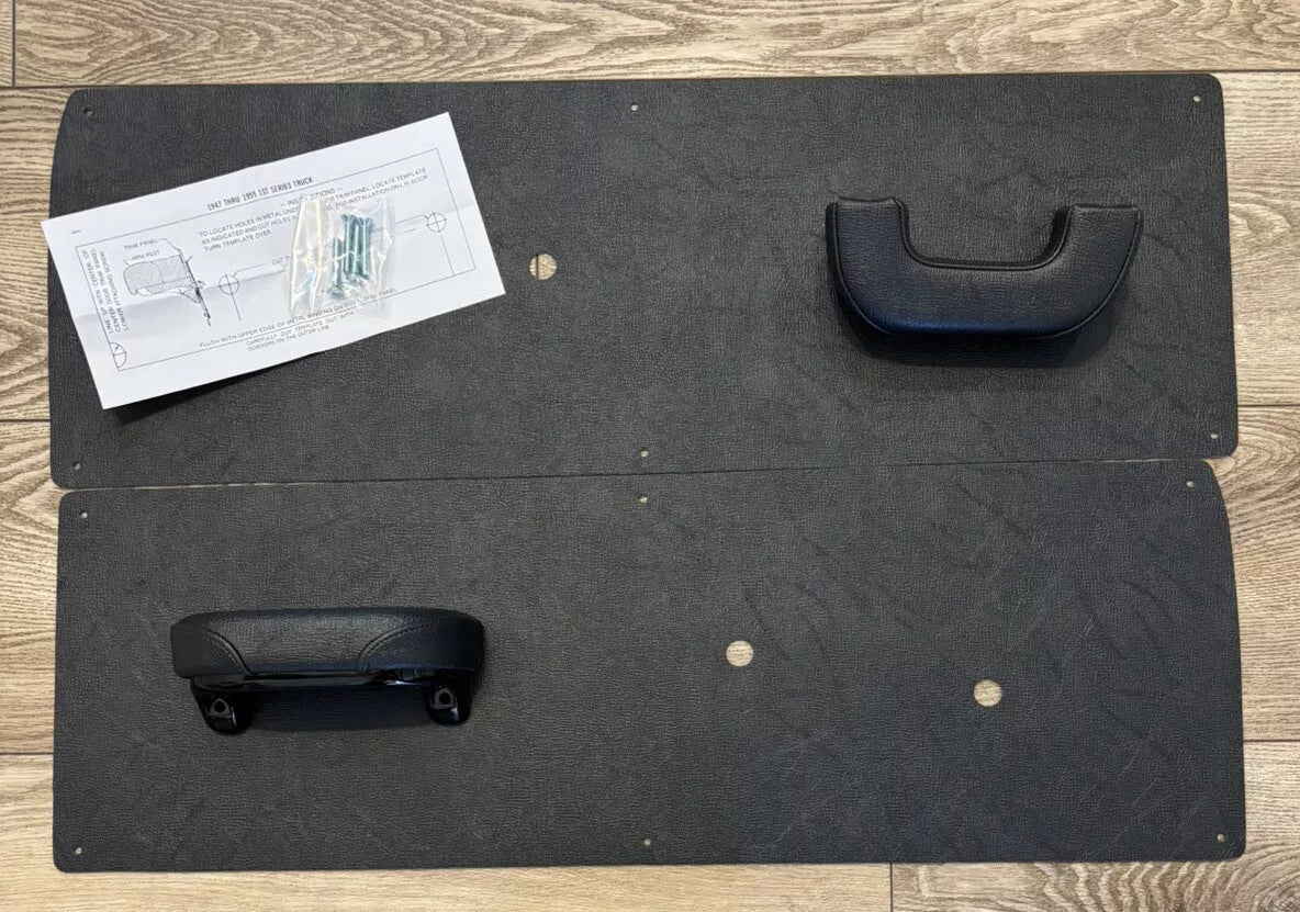 Premium OEM Vinyl CHEVY GMC TRUCK DOOR PANELS Arm Rest Kit Black 1947 - 1955