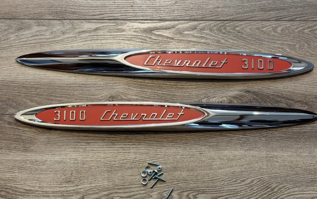NEW Fender Emblems Pair CHEVROLET 3100 1957 Chevy Pickup USA Made My Tooling