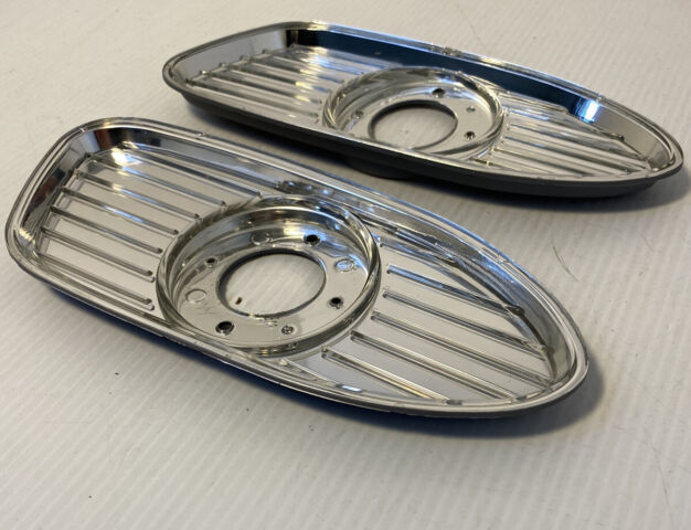 1958 1959 GMC Truck Park Light Bezels Pair Brand New Plastic Chrome GMC Style