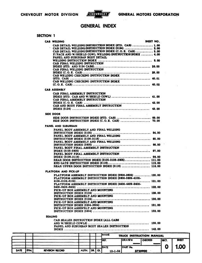 Manuals: 1955-1959 Chevrolet Truck Factory Assembly Manual for Chevy Pickups