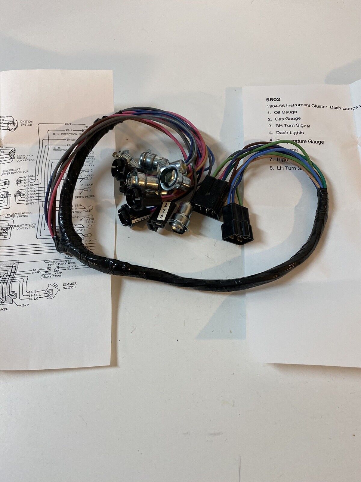 1964 - 1966 Chevy Pick Up Truck Dash Instrument Cluster Wiring Harness Gauges