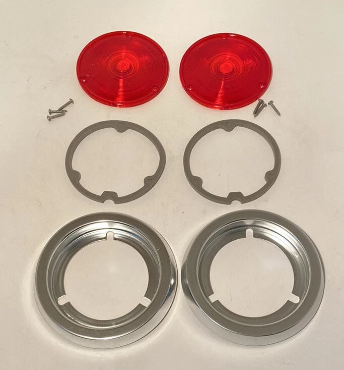 NEW 1958 1959 Chevy GMC Fleetside Tail Light Lens Kit Pair Gaskets Bezel