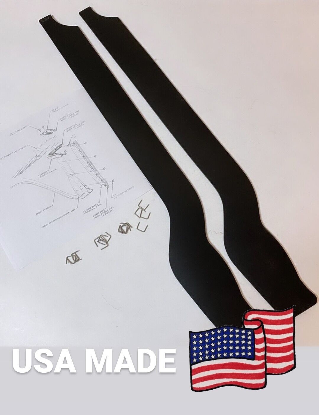 Front Fender Cowl Seals 2Pc 16 Staples for 1960-1966 Chevy GMC Truck NEW OEM USA