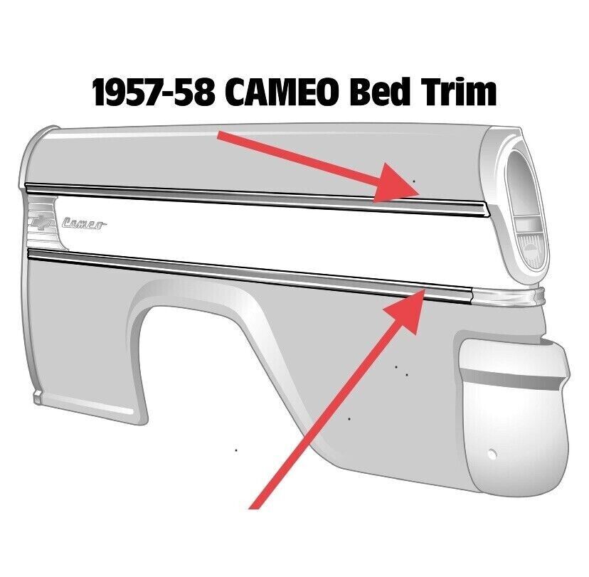 1957 1958 CHEVY CAMEO TRUCK STAINLESS STEEL BED SIDE MOLDING Show CONDITION 4 Pc