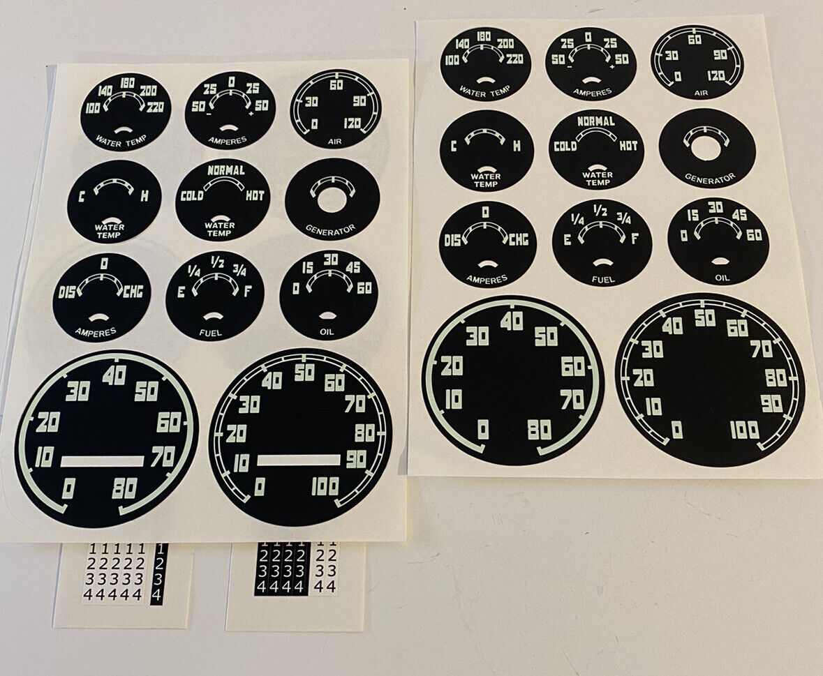 1954 - 1959 GMC Truck GAUGE CLUSTER Decal Refacing Set