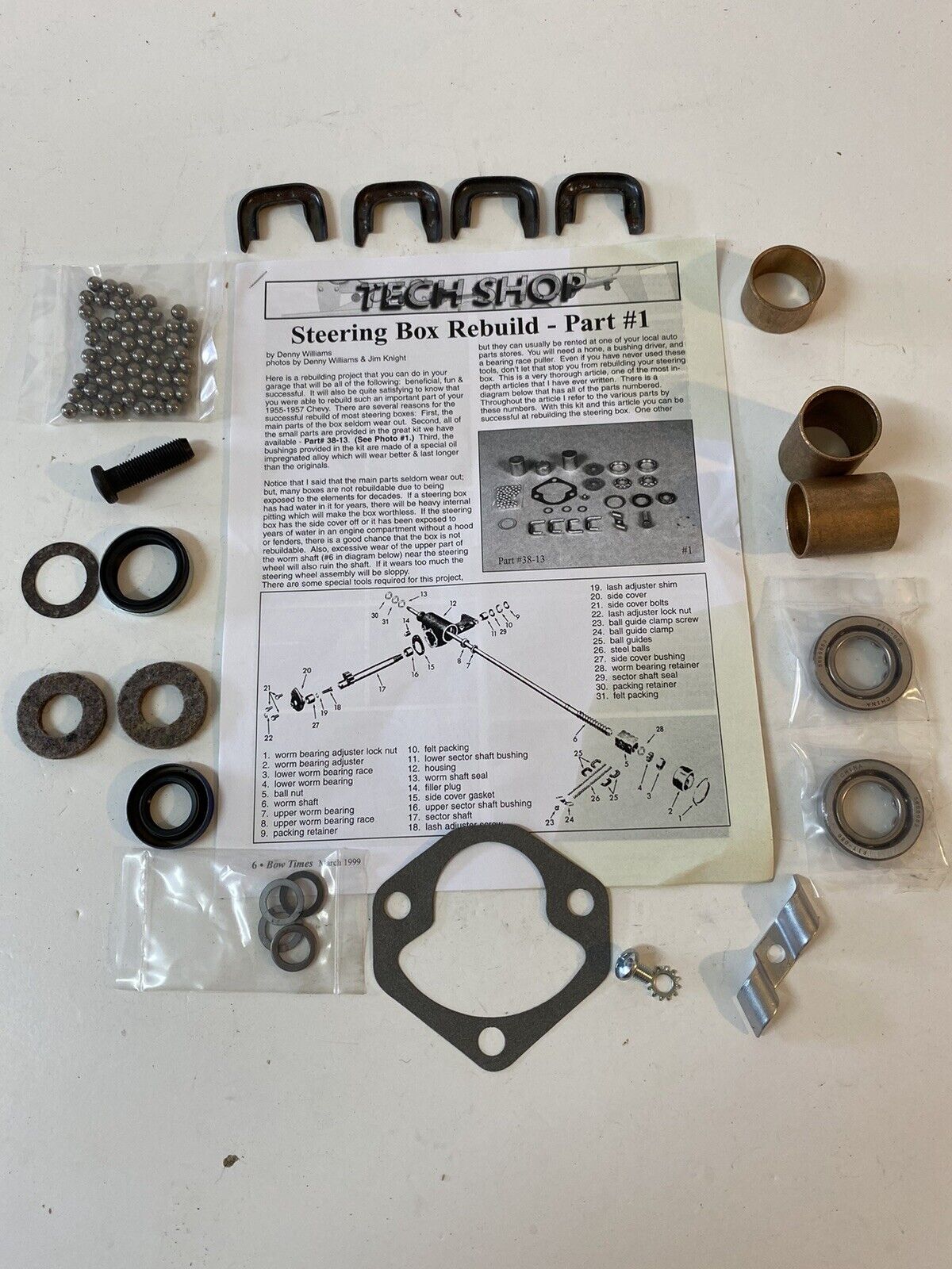 1955 - 1957 CHEVY ALL PASSENGER CAR STEERING BOX OVERHAUL REBUILD KIT