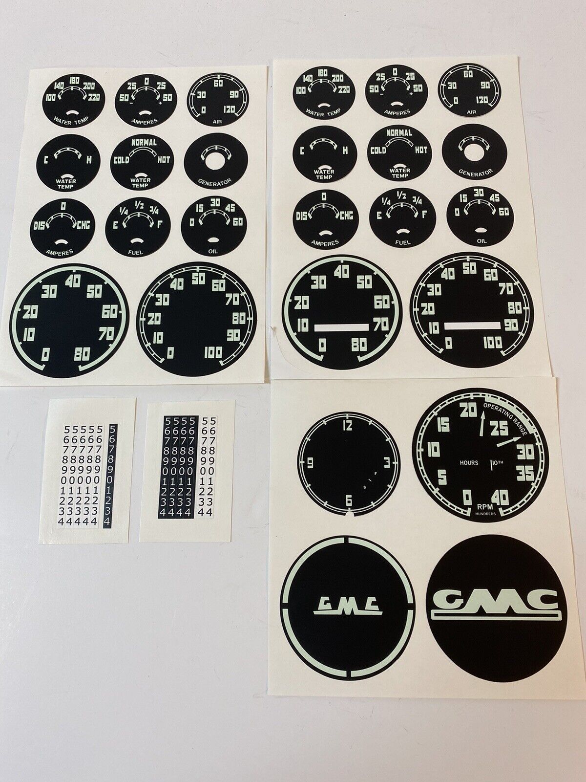 1954 - 1959 GMC Truck GAUGE CLUSTER Decal Refacing Set