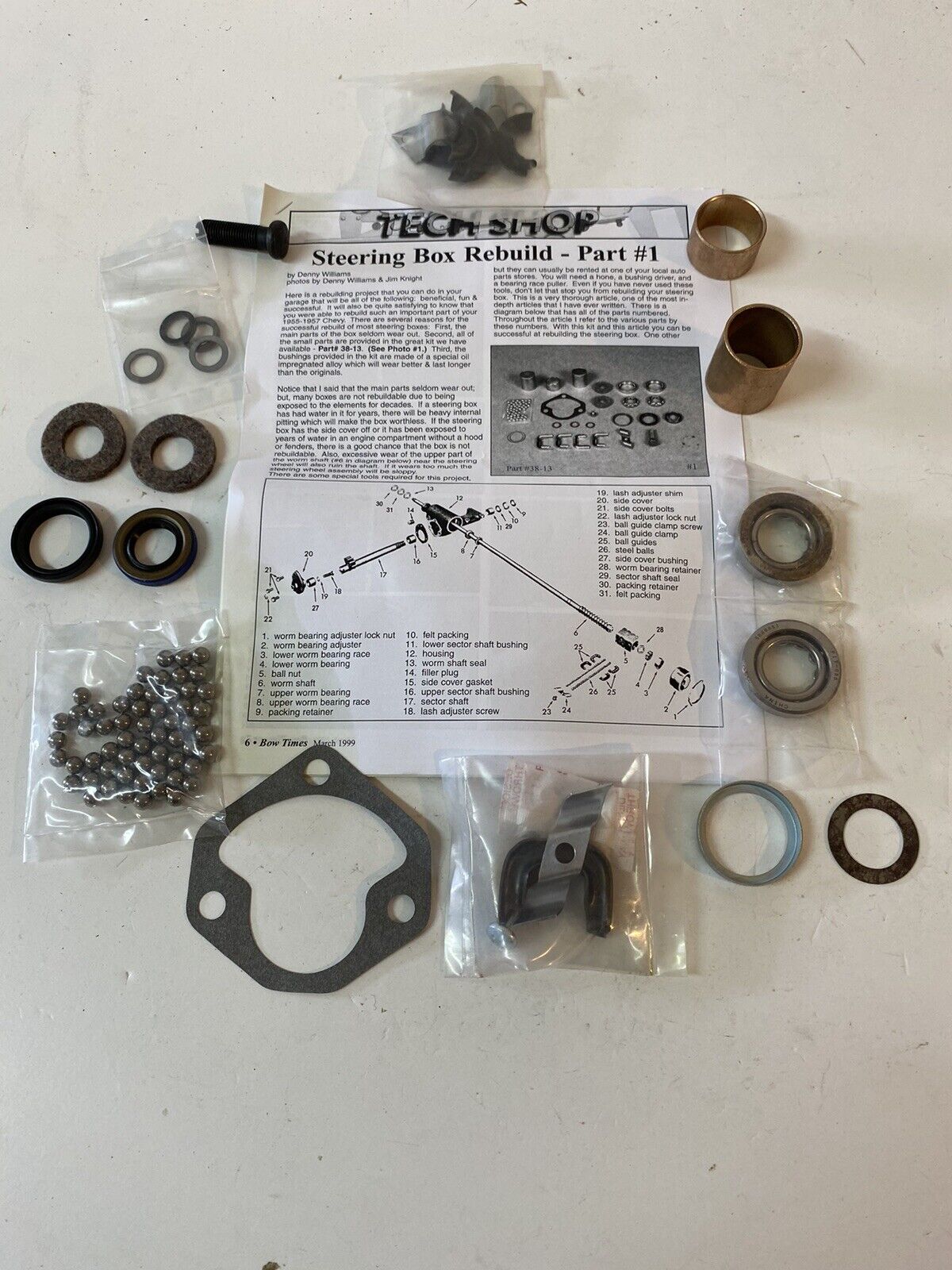 1958 - 1964 ALL PASSENGER CAR STEERING BOX OVERHAUL REBUILD KIT