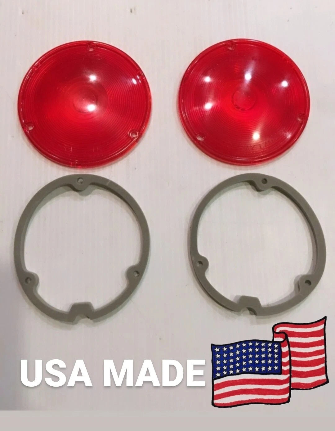 1958 1959 Chevy/GMC Fleetside Tail Light Lenses Pair With Gaskets 58 59 New USA