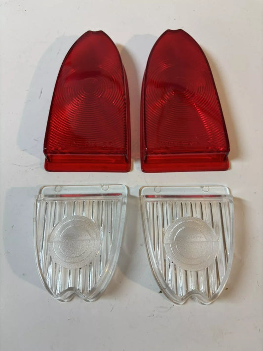 NEW Tail Light B/U Guide Lenses PAIR 1955 - 1958 CHEVY CAMEO GMC Suburban TRUCK