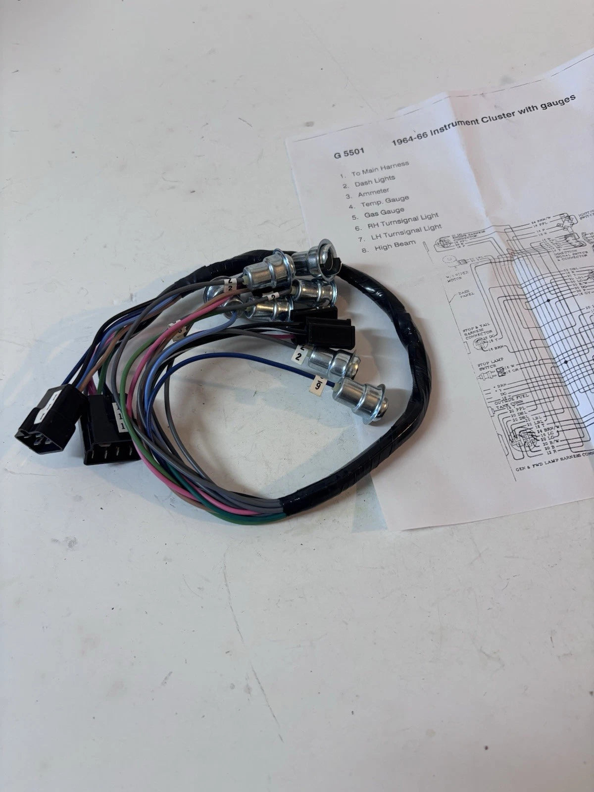 1964 - 1966 Chevy All Truck Models Pickup Dash Wiring With Gauges