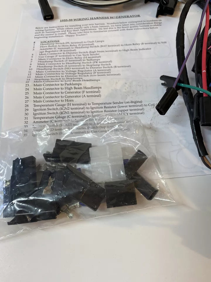 1955 - 1957 Chevy Truck All Model USA Made Correct Wiring Harness Kit Alternator