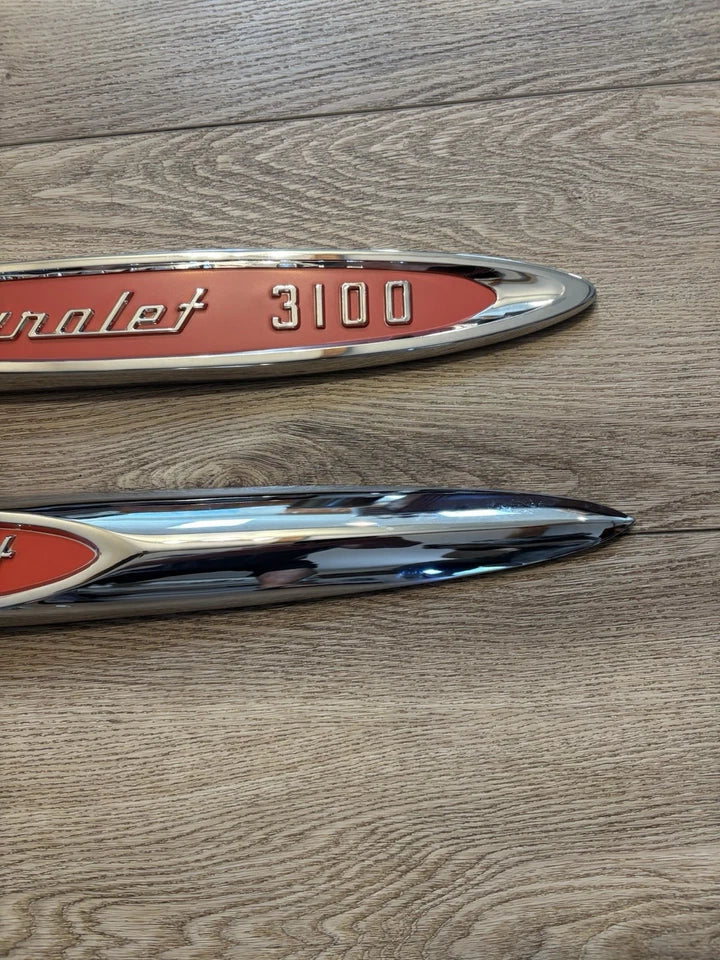 NEW Fender Emblems Pair CHEVROLET 3100 1957 Chevy Pickup USA Made My Tooling