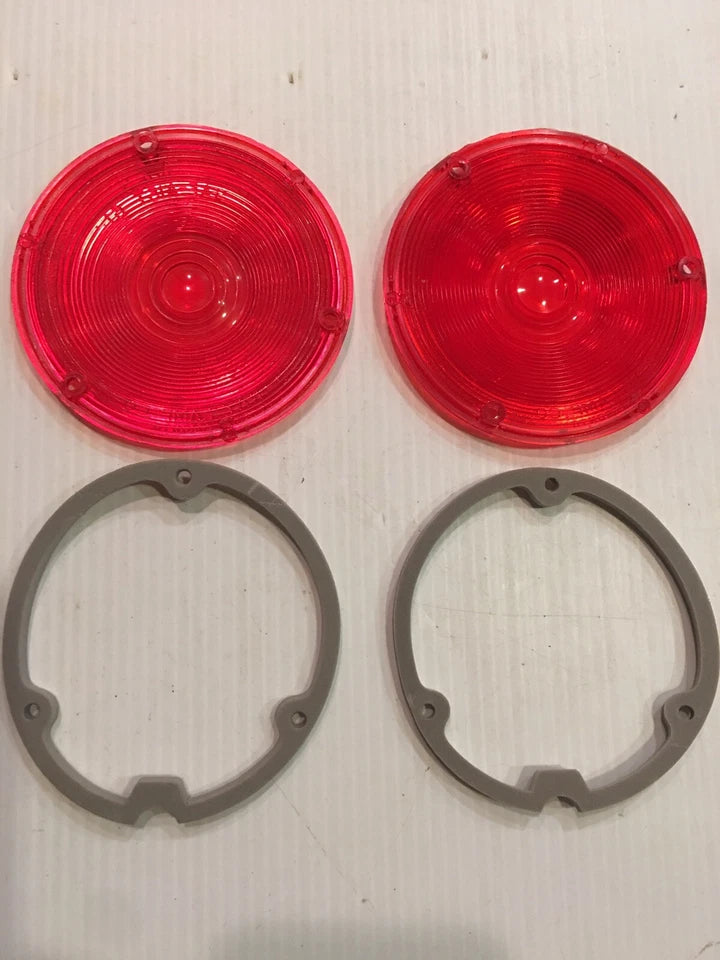 1958 1959 Chevy/GMC Fleetside Tail Light Lenses Pair With Gaskets 58 59 New USA