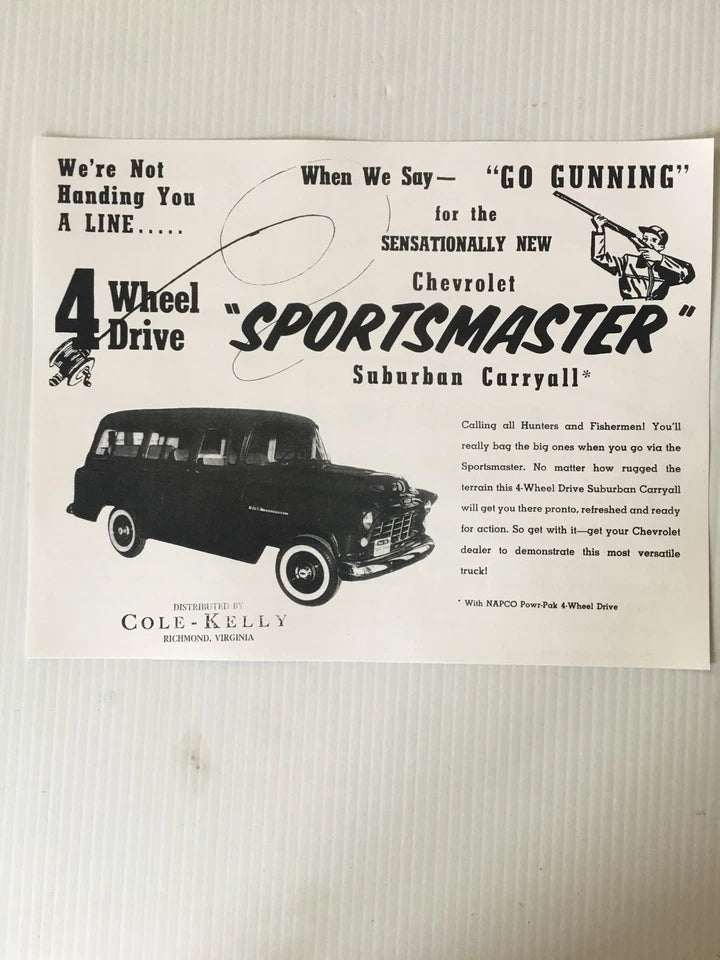 New Sales Price Brochure 1955 1956 NAPCO Chevy GMC Truck Half 3/4 1 And 2 Ton