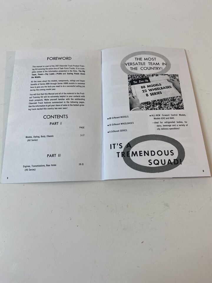 Chevy New Features Accessory Booklet 1957 Task Force Trucks Cameo Trucks 32 Page