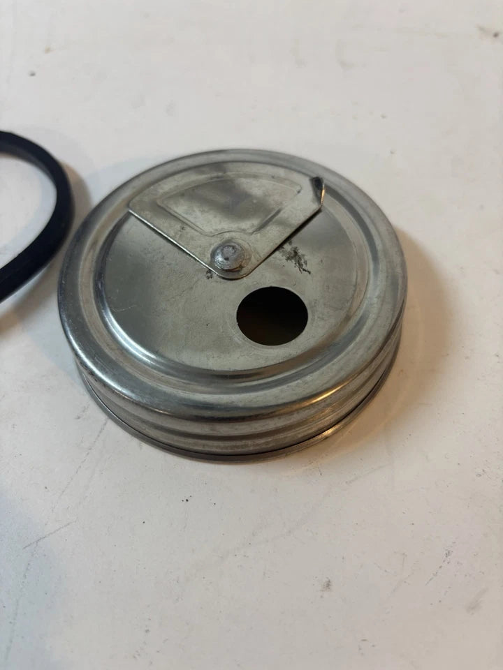 NEW 1940s - 1950s Glass Windshield Washer Glass Jar Small Mouth Lid Trico Type