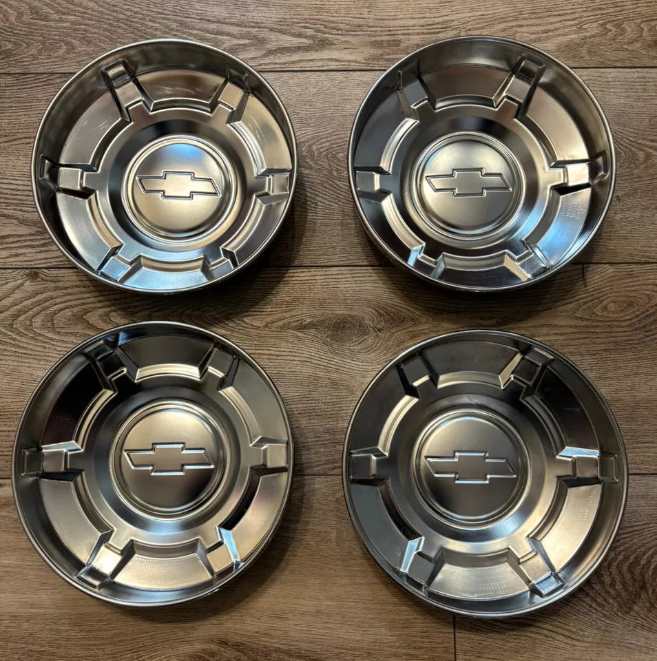 NEW 1969-1972 Chevy 1/2 Ton Wheel Center Rim Hubcap Lug Cover Dog Dish C10 Set 4