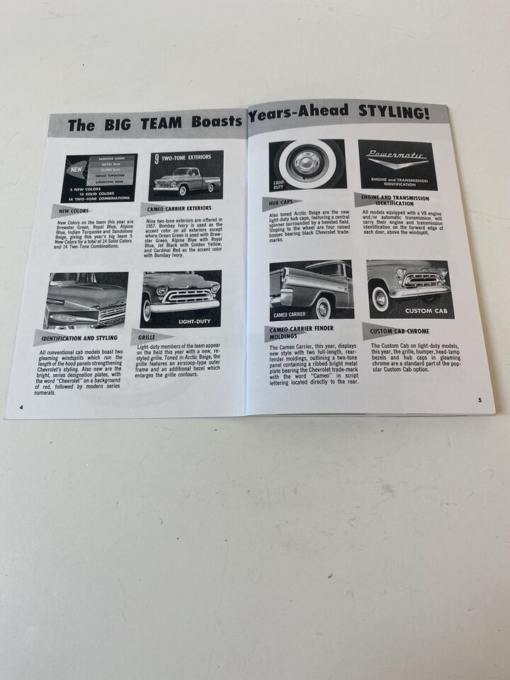 Chevy New Features Accessory Booklet 1957 Task Force Trucks Cameo Trucks 32 Page