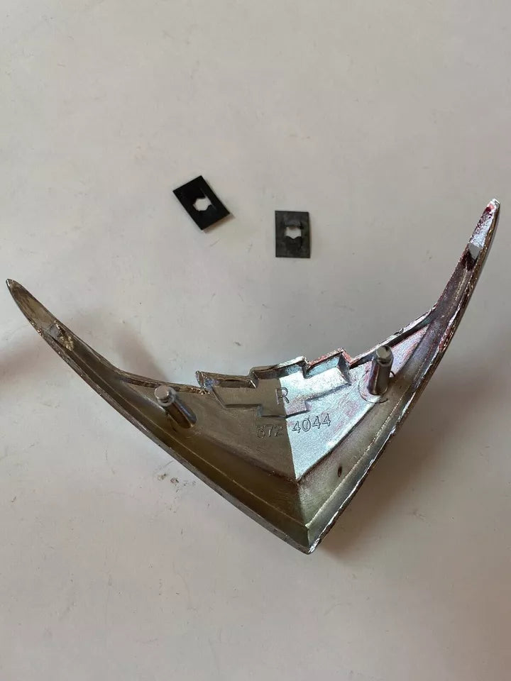 1956 CHEVY NOMAD SHOW CHROME V-8 EMBLEMS UNDER TAIL LAMPS