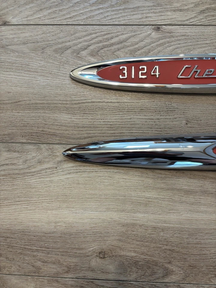 NEW Fender Emblems Pair CHEVROLET 3124 1957 Chevy Cameo Pickup USA Made My Tooling