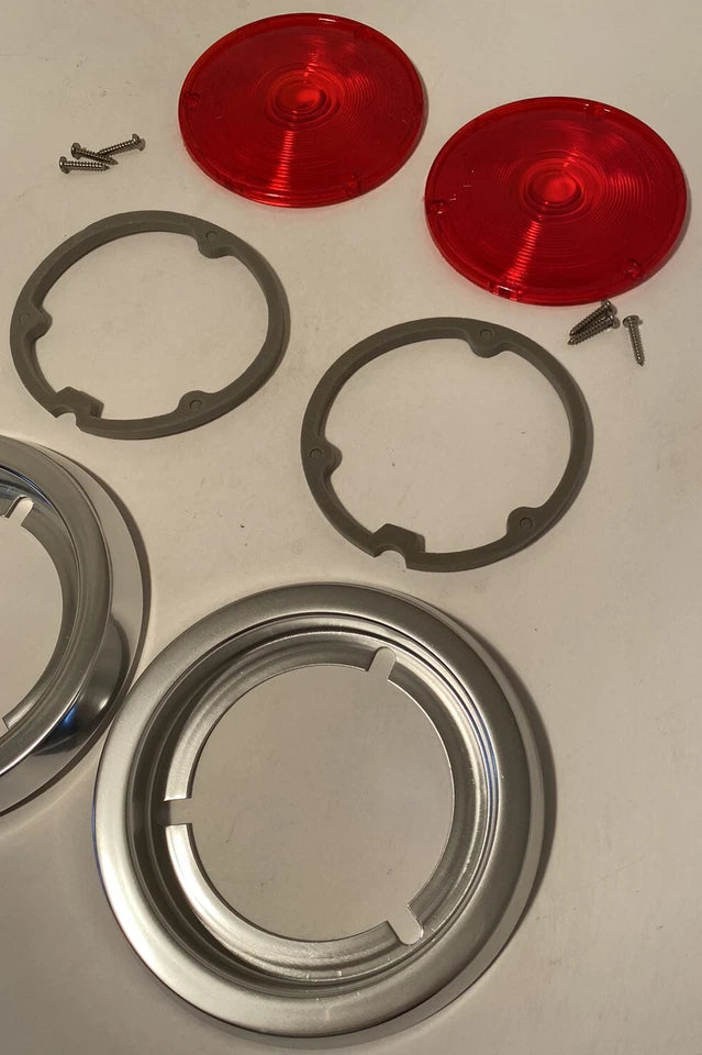 NEW 1958 1959 Chevy GMC Fleetside Tail Light Lens Kit Pair Gaskets Bezel
