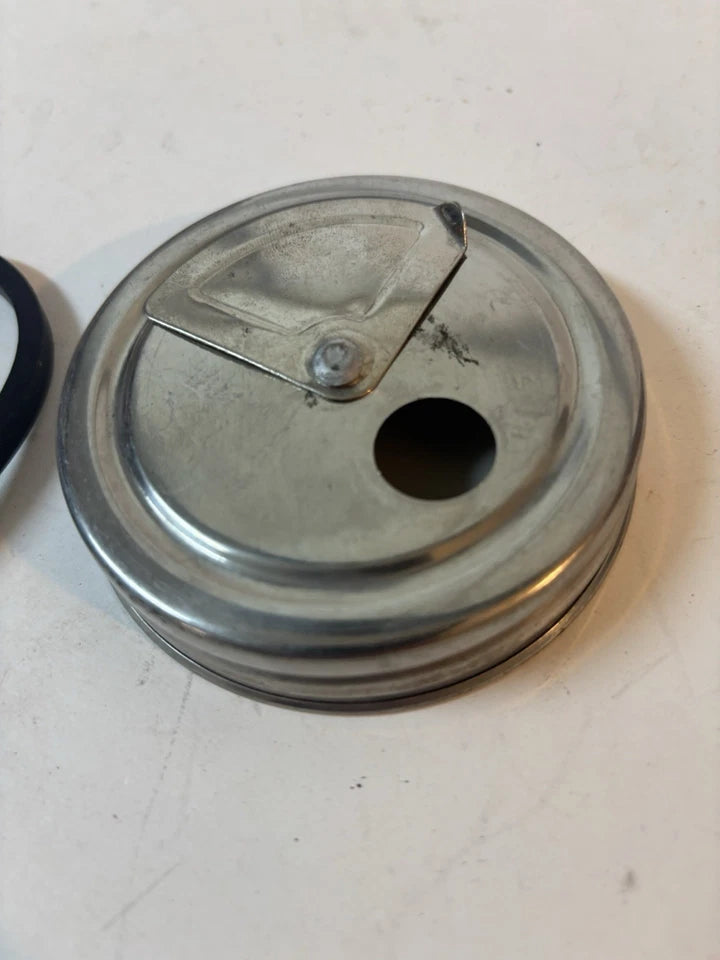 NEW 1940s - 1950s Glass Windshield Washer Glass Jar Small Mouth Lid Trico Type