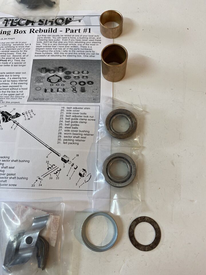 1958 - 1964 ALL PASSENGER CAR STEERING BOX OVERHAUL REBUILD KIT