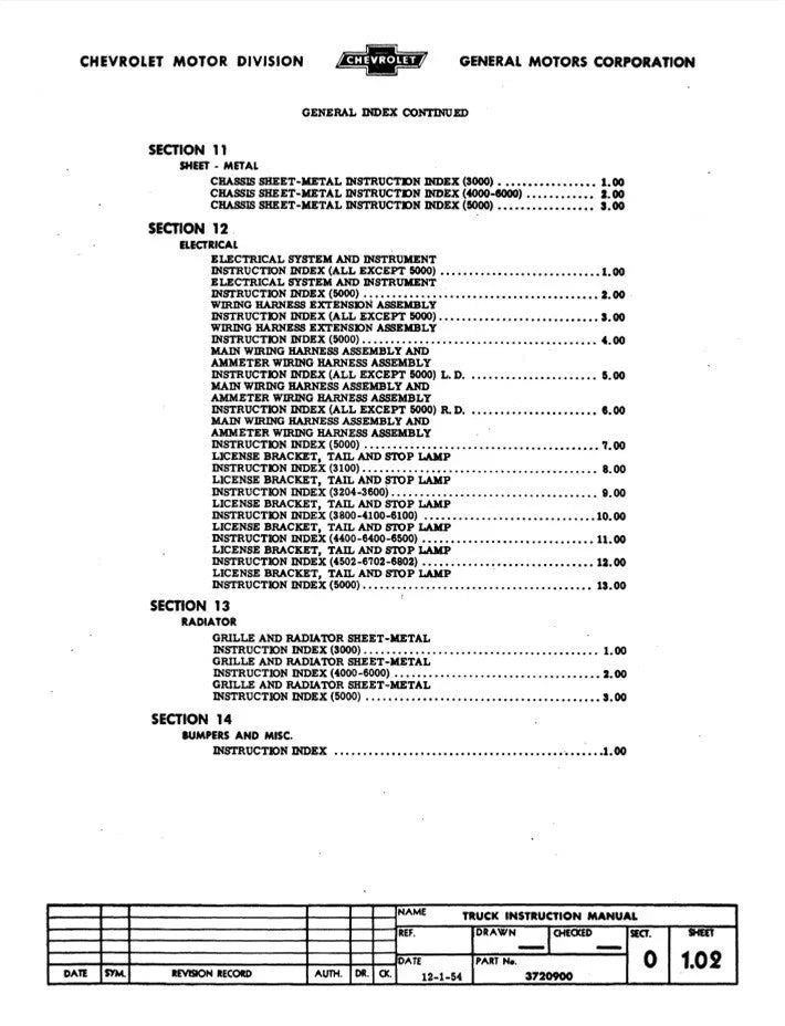 Manuals: 1955-1959 Chevrolet Truck Factory Assembly Manual for Chevy Pickups