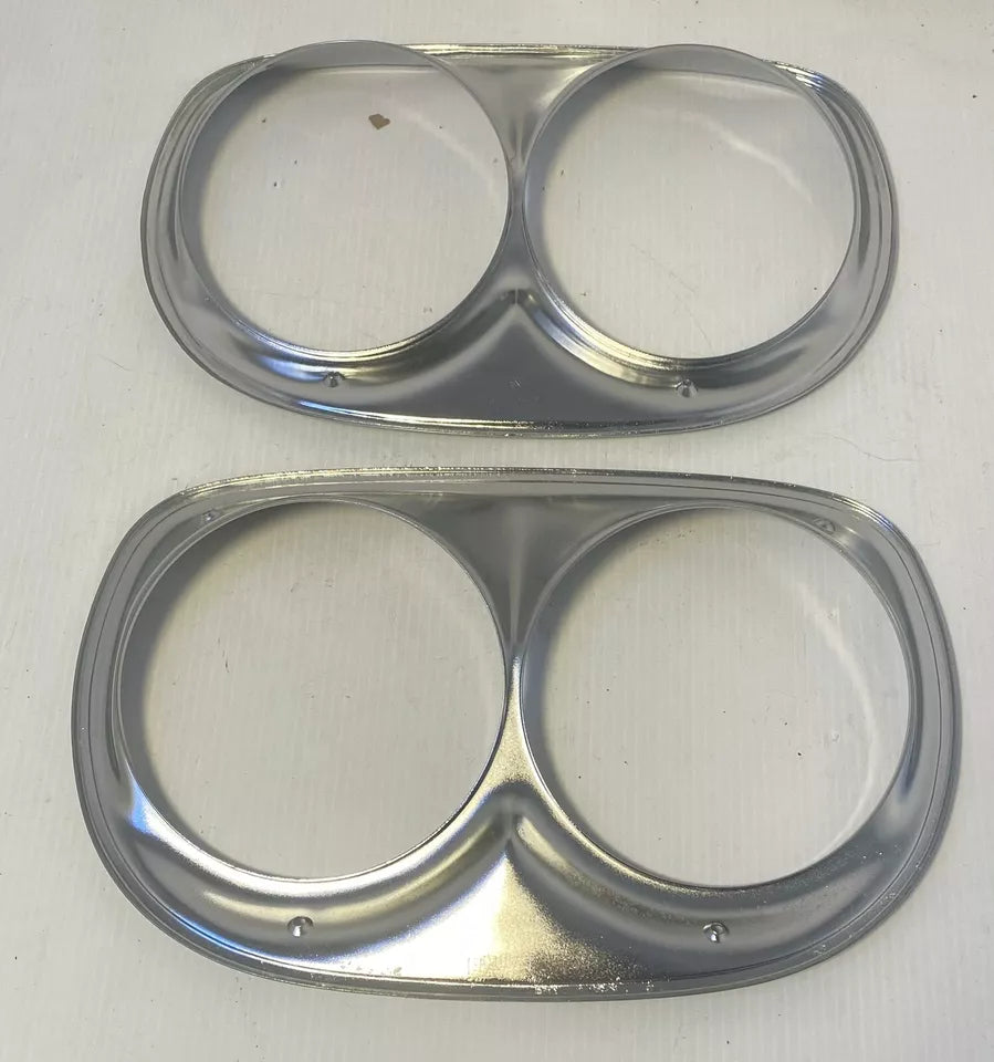 Show Chrome Headlight Bezels 1958 1959 Chevy Pickup Truck Headlamp Door OEM GMC
