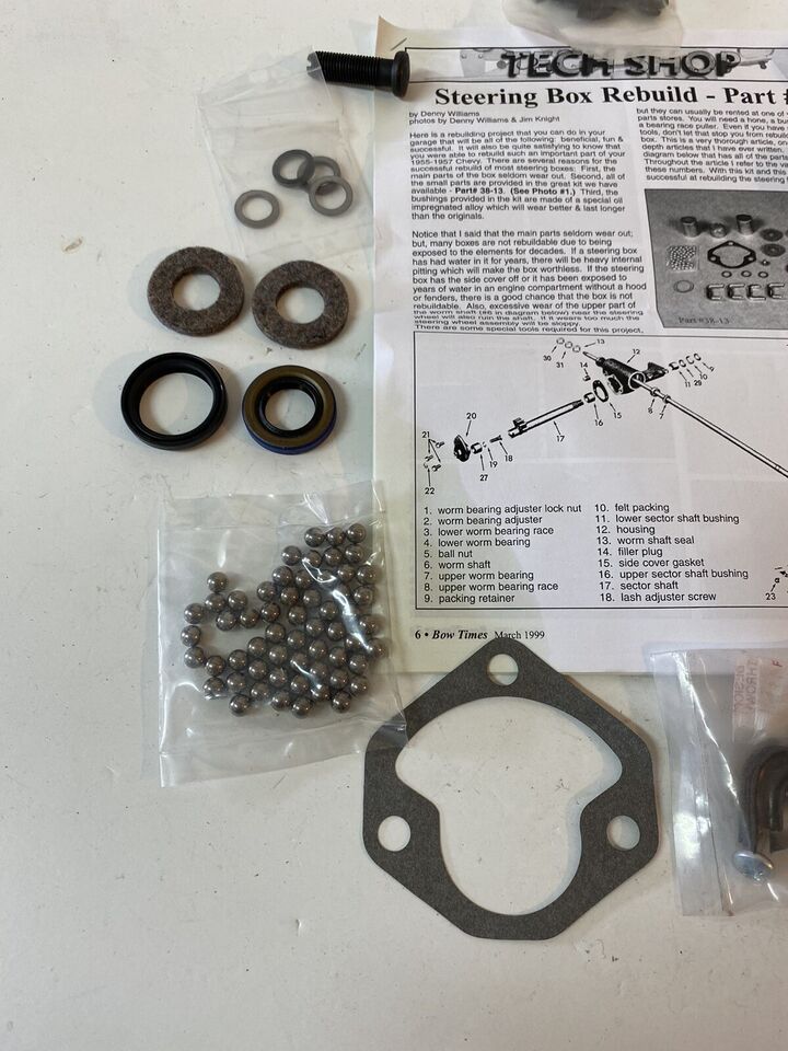 1958 - 1964 ALL PASSENGER CAR STEERING BOX OVERHAUL REBUILD KIT