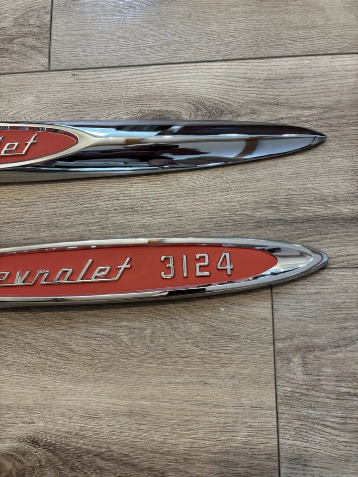 NEW Fender Emblems Pair CHEVROLET 3124 1957 Chevy Cameo Pickup USA Made My Tooling