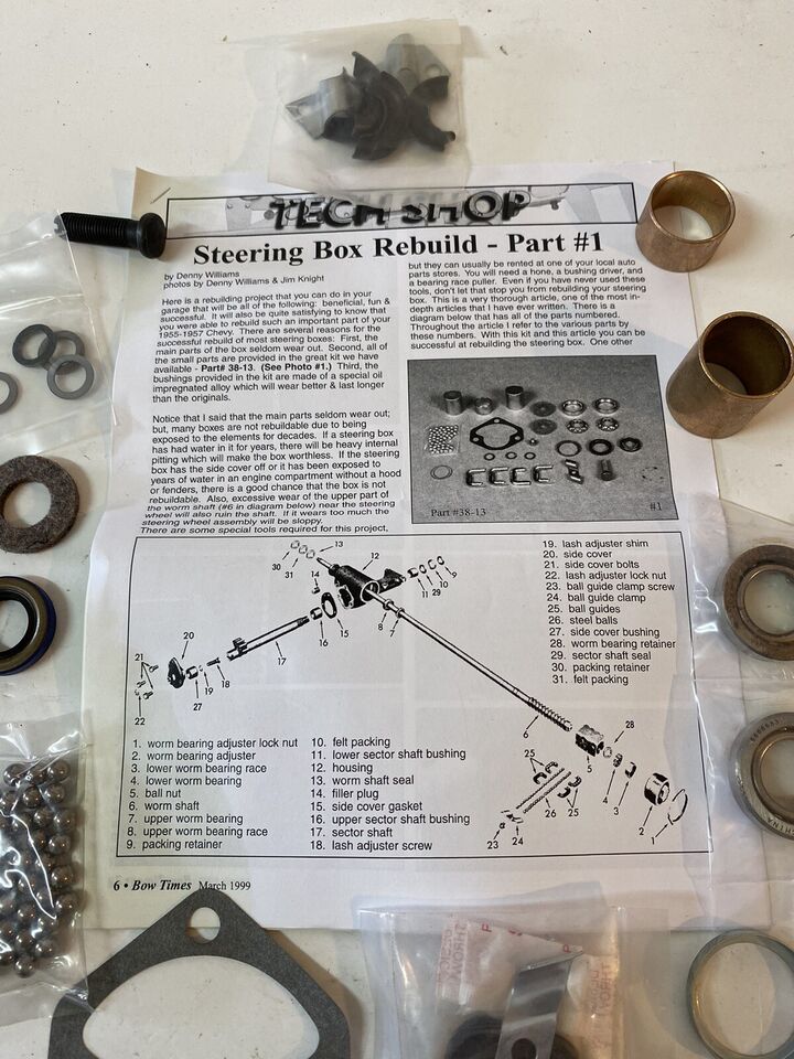 1958 - 1964 ALL PASSENGER CAR STEERING BOX OVERHAUL REBUILD KIT ...