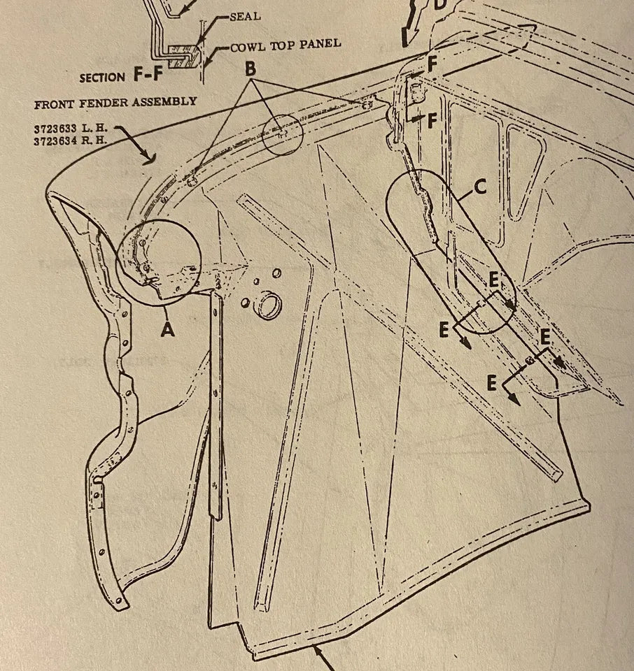 1955 - 1959 Chevrolet GMC Truck Inner Fender Front Sponge Seal Pair