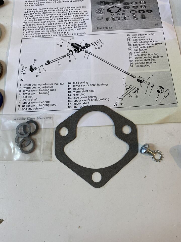 1955 - 1957 CHEVY ALL PASSENGER CAR STEERING BOX OVERHAUL REBUILD KIT