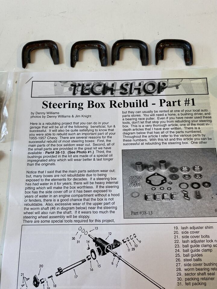 1955 - 1957 CHEVY ALL PASSENGER CAR STEERING BOX OVERHAUL REBUILD KIT