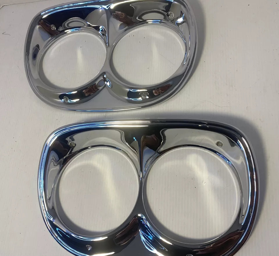 Show Chrome Headlight Bezels 1958 1959 Chevy Pickup Truck Headlamp Door OEM GMC