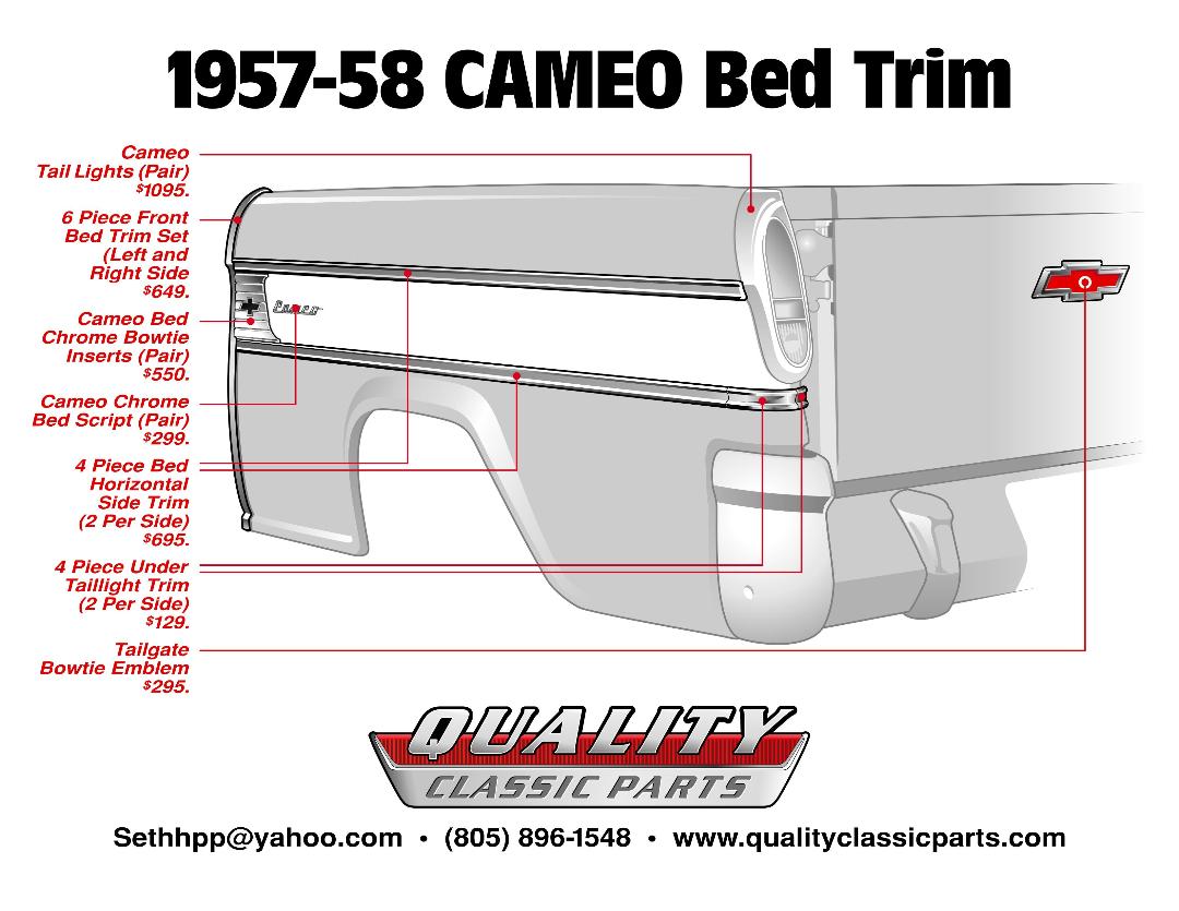 1957 - 1958  Cameo Bed Trim Complete Kit 20 Piece